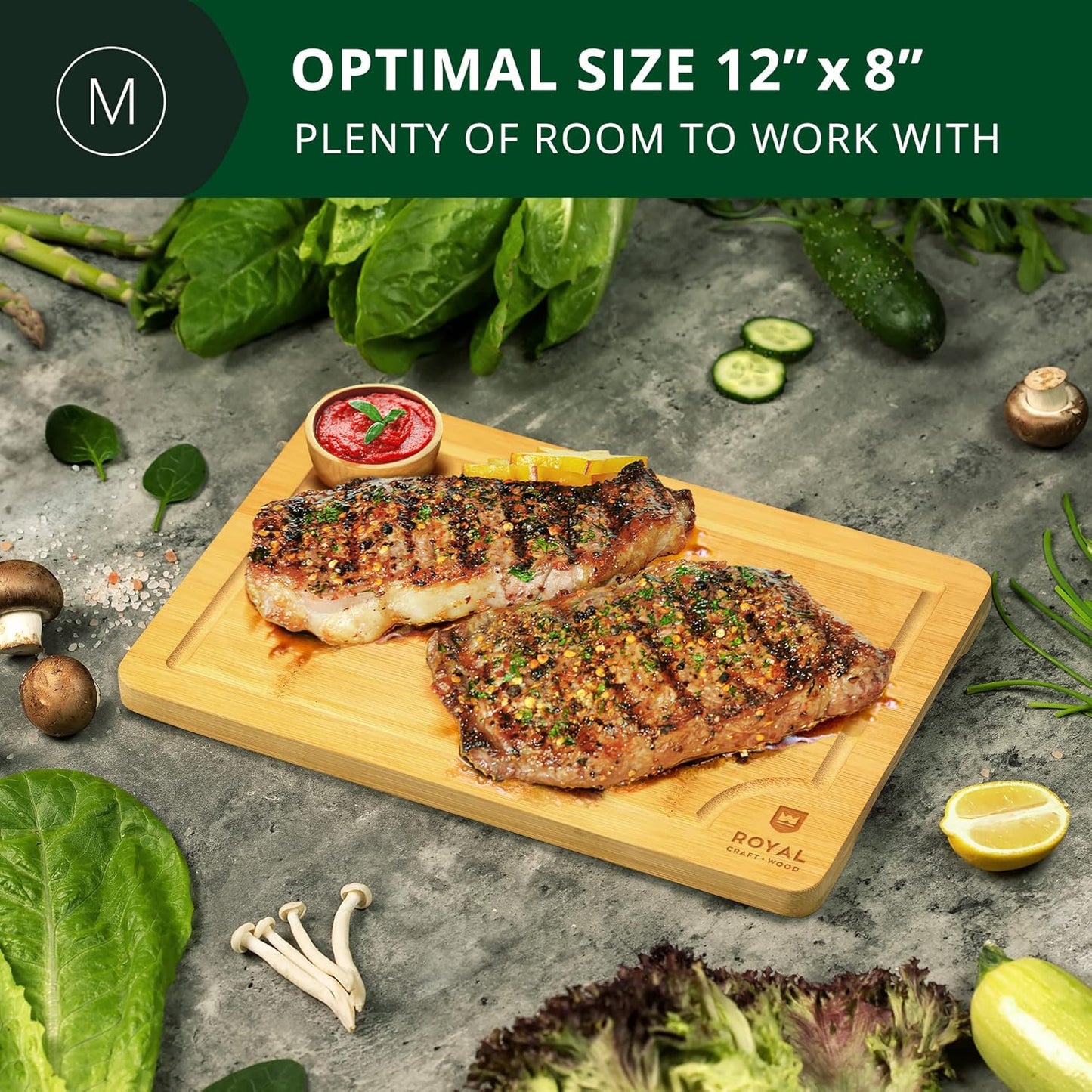 Bamboo Cutting Board with Juice Groove - Kitchen Chopping Board for Meat Cheese and Vegetables, Heavy Duty Serving Tray