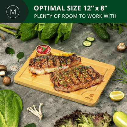 Bamboo Cutting Board with Juice Groove - Kitchen Chopping Board for Meat Cheese and Vegetables, Heavy Duty Serving Tray