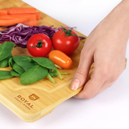 Bamboo Cutting Board with Juice Groove - Kitchen Chopping Board for Meat Cheese and Vegetables, Heavy Duty Serving Tray