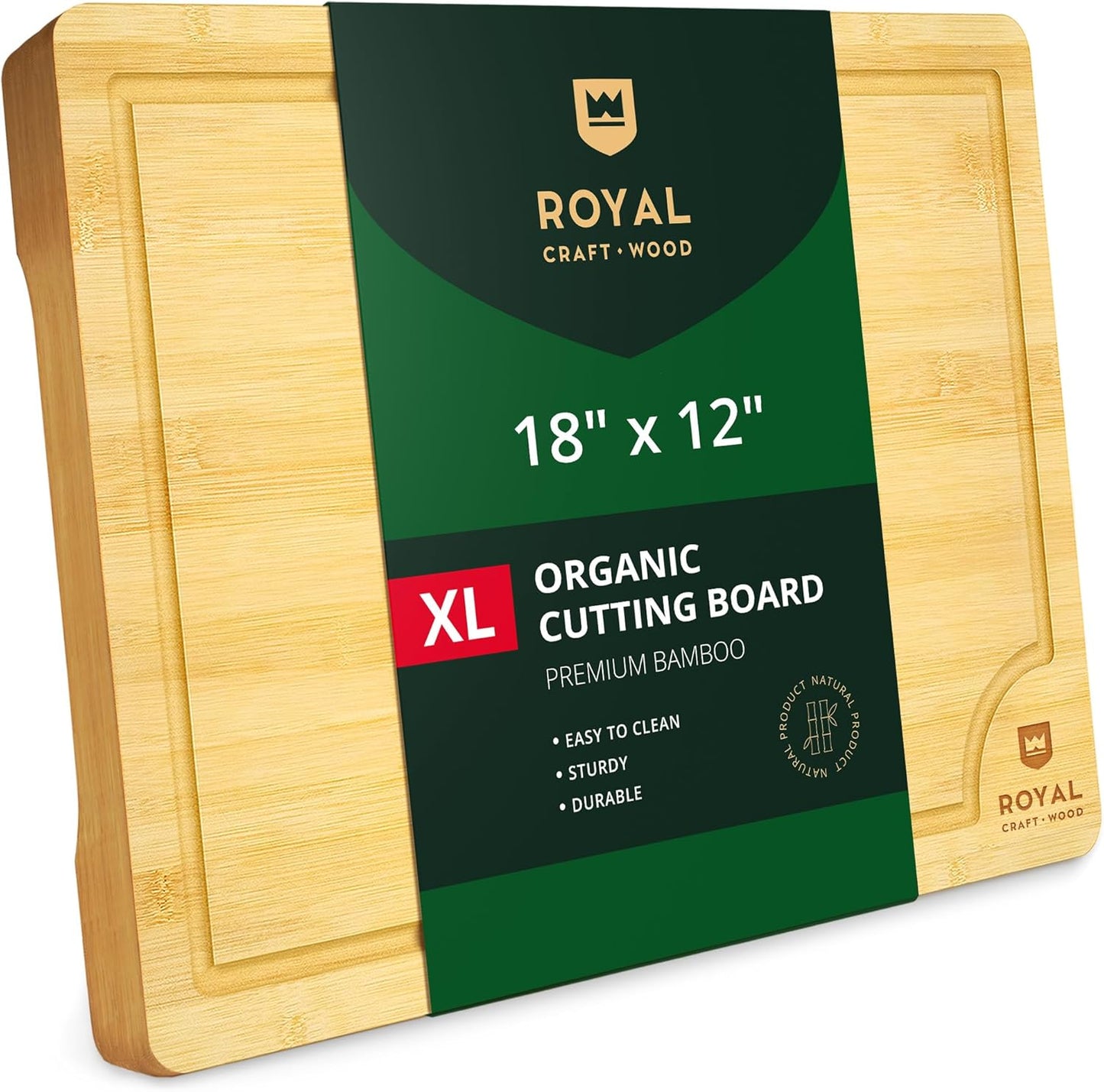 Bamboo Cutting Board with Juice Groove - Kitchen Chopping Board for Meat Cheese and Vegetables, Heavy Duty Serving Tray