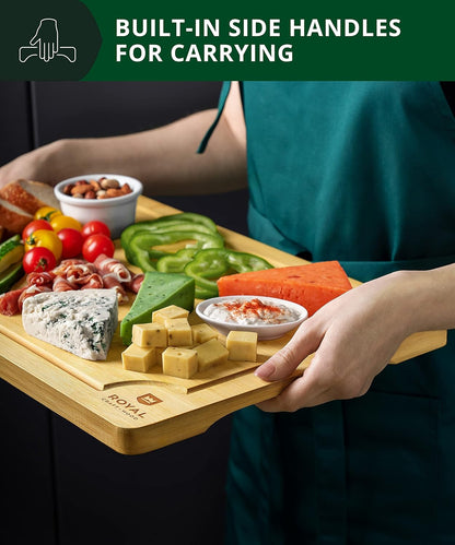 Bamboo Cutting Board with Juice Groove - Kitchen Chopping Board for Meat Cheese and Vegetables, Heavy Duty Serving Tray