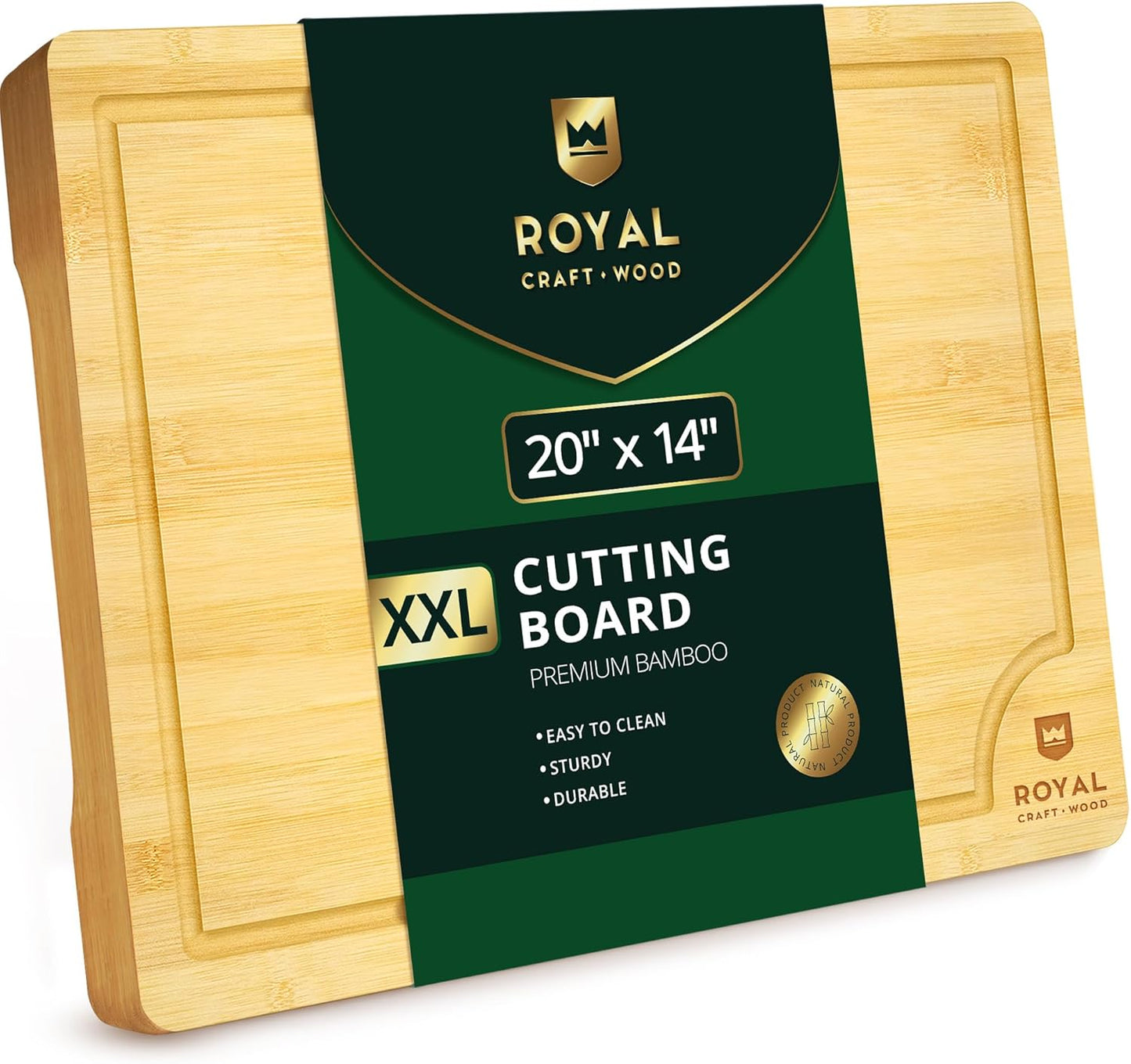 Bamboo Cutting Board with Juice Groove - Kitchen Chopping Board for Meat Cheese and Vegetables, Heavy Duty Serving Tray