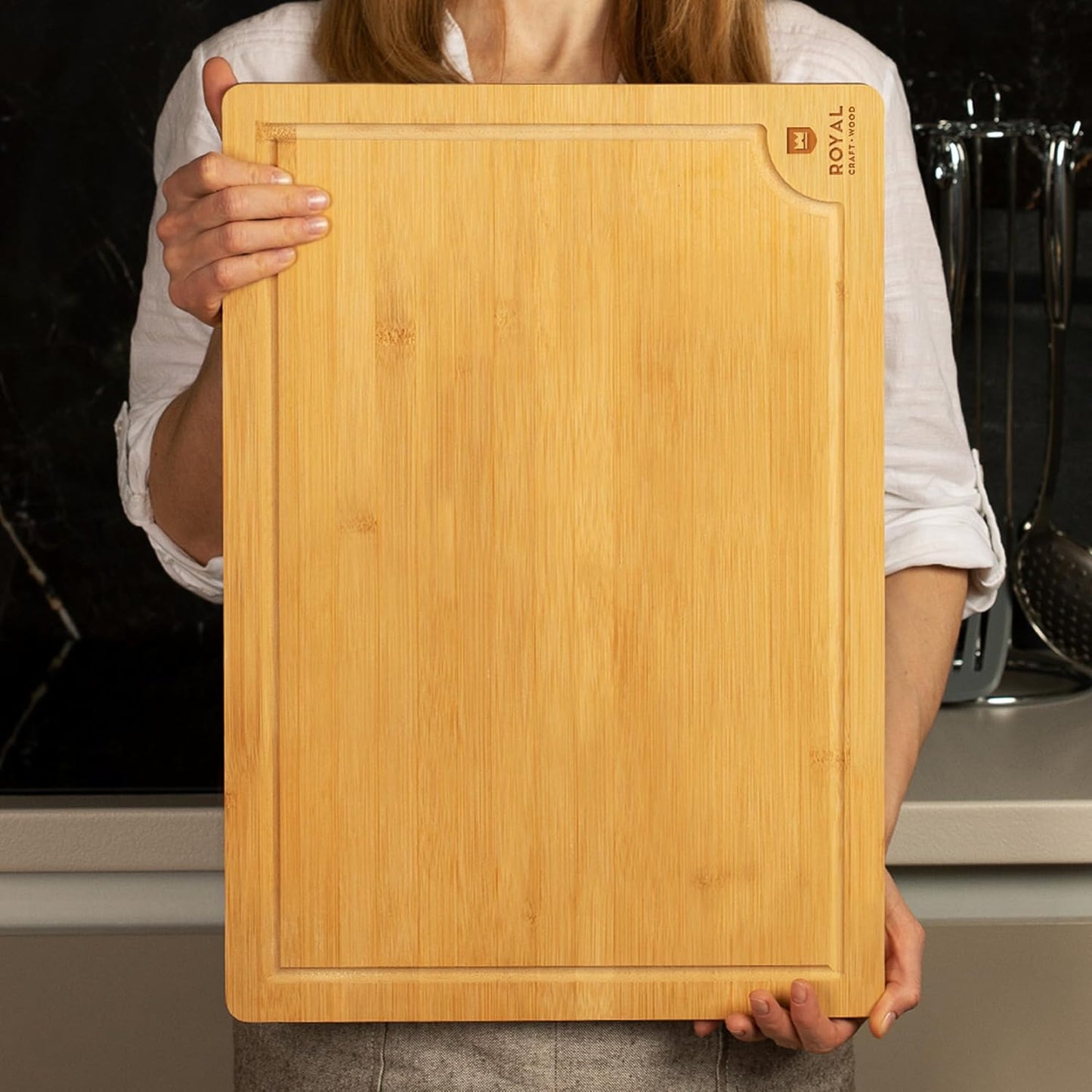 Bamboo Cutting Board with Juice Groove - Kitchen Chopping Board for Meat Cheese and Vegetables, Heavy Duty Serving Tray