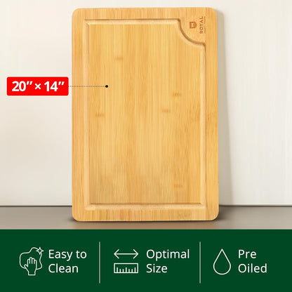 Bamboo Cutting Board with Juice Groove - Kitchen Chopping Board for Meat Cheese and Vegetables, Heavy Duty Serving Tray