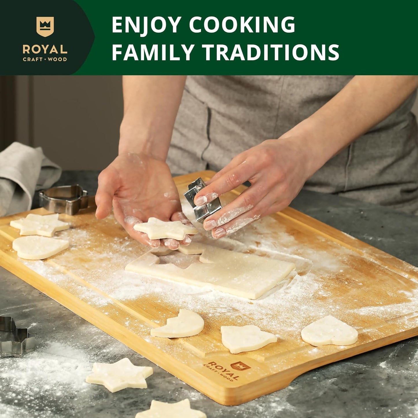 Bamboo Cutting Board with Juice Groove - Kitchen Chopping Board for Meat Cheese and Vegetables, Heavy Duty Serving Tray