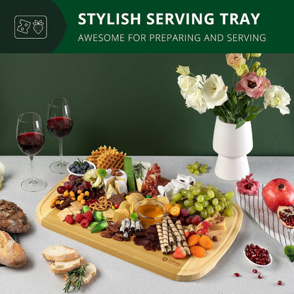Bamboo Cutting Board with Juice Groove - Kitchen Chopping Board for Meat Cheese and Vegetables, Heavy Duty Serving Tray