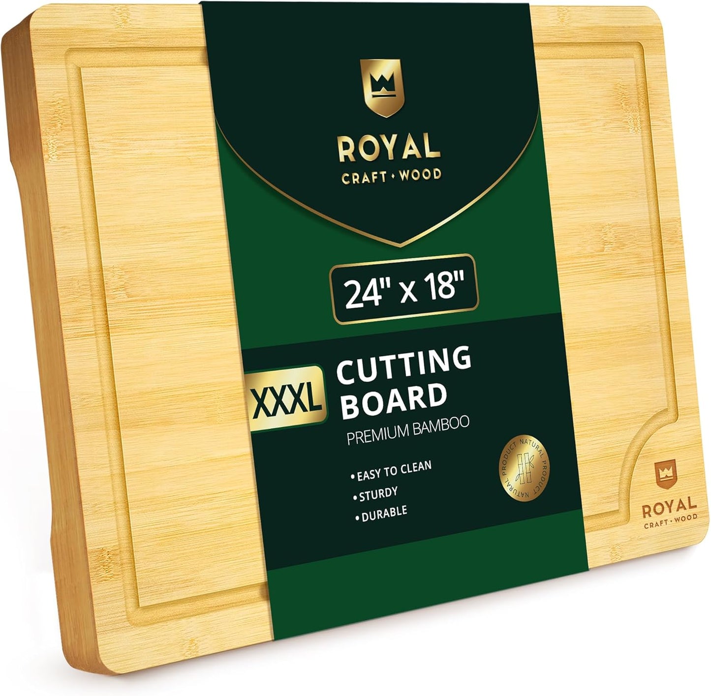Bamboo Cutting Board with Juice Groove - Kitchen Chopping Board for Meat Cheese and Vegetables, Heavy Duty Serving Tray