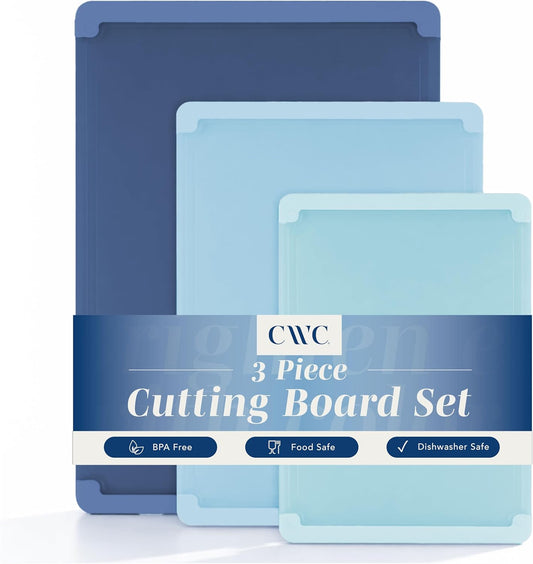 Extra Large Cutting Board Set, Jumbo-Sized Boards with Rubber Border for Enhanced Cooking Experience, 3-Piece, Blue