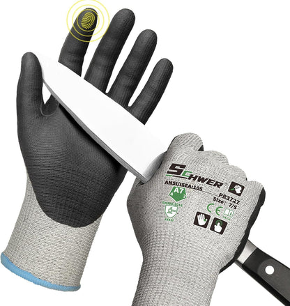 High Level Cut Resistant Work Gloves for High Risk Work, ANSI A7 Cutting Gloves with Reinforced Thumb, Used for WoodWorking, Construction, Non Slip, Durable, Breathable & Cool, L, 1 pair, PR3727