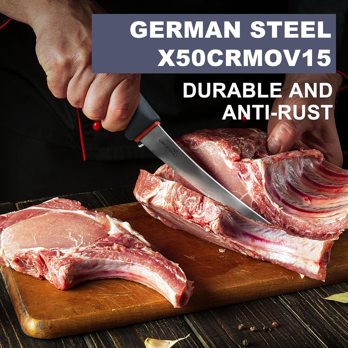 6 Inch Boning Knife, Curved Butcher Knife for Meat Cutting | Japanese high-carbon steel,Flexible blade,Ergonomic grip,Sharp for deboning, filleting, trimming.