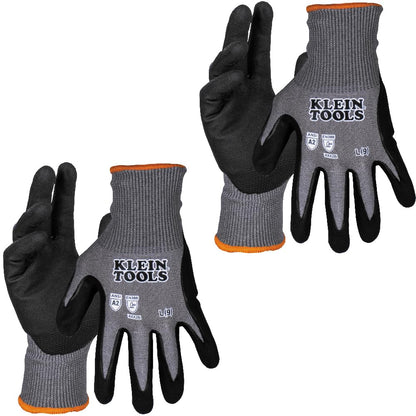 60585 Work Gloves, Knit Dipped Cut Resistant ANSI A2 Nitrile Coated Gloves, HPPE Fabric, Touchscreen Capable, Large, 2-Pair