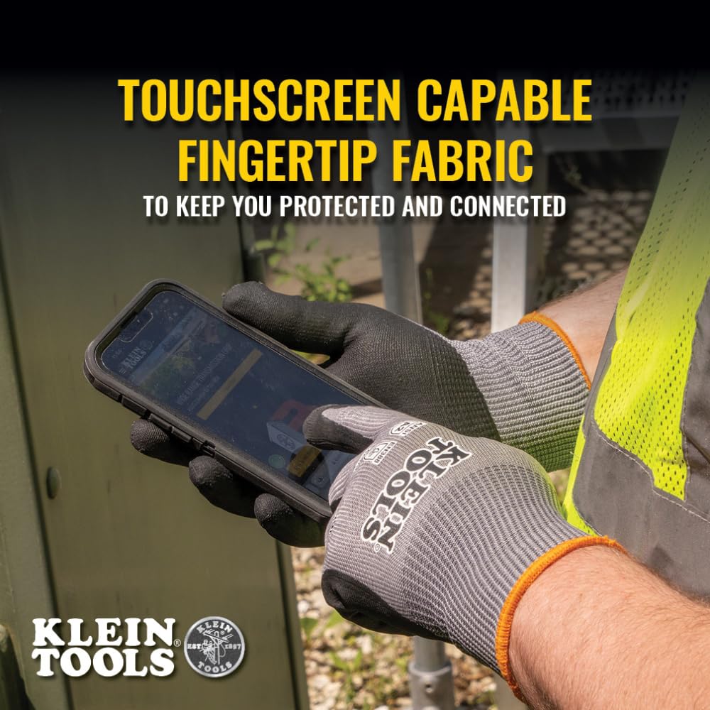 60585 Work Gloves, Knit Dipped Cut Resistant ANSI A2 Nitrile Coated Gloves, HPPE Fabric, Touchscreen Capable, Large, 2-Pair