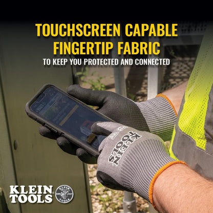 60585 Work Gloves, Knit Dipped Cut Resistant ANSI A2 Nitrile Coated Gloves, HPPE Fabric, Touchscreen Capable, Large, 2-Pair