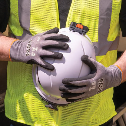 60585 Work Gloves, Knit Dipped Cut Resistant ANSI A2 Nitrile Coated Gloves, HPPE Fabric, Touchscreen Capable, Large, 2-Pair
