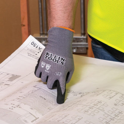 60585 Work Gloves, Knit Dipped Cut Resistant ANSI A2 Nitrile Coated Gloves, HPPE Fabric, Touchscreen Capable, Large, 2-Pair