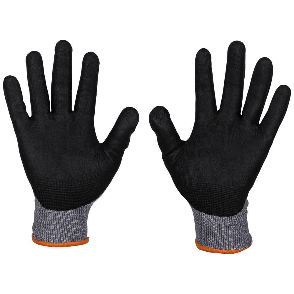 60585 Work Gloves, Knit Dipped Cut Resistant ANSI A2 Nitrile Coated Gloves, HPPE Fabric, Touchscreen Capable, Large, 2-Pair