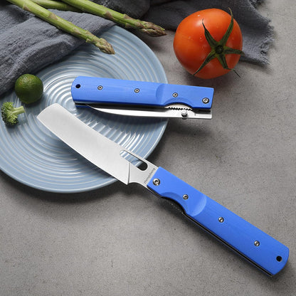 Folding Chef Knife 4.8" Sharp 440A Stainless Steel Blade G10 Handle Pocket Foldable Kitchen Knife Utility Knife for Outdoor Camping Cooking