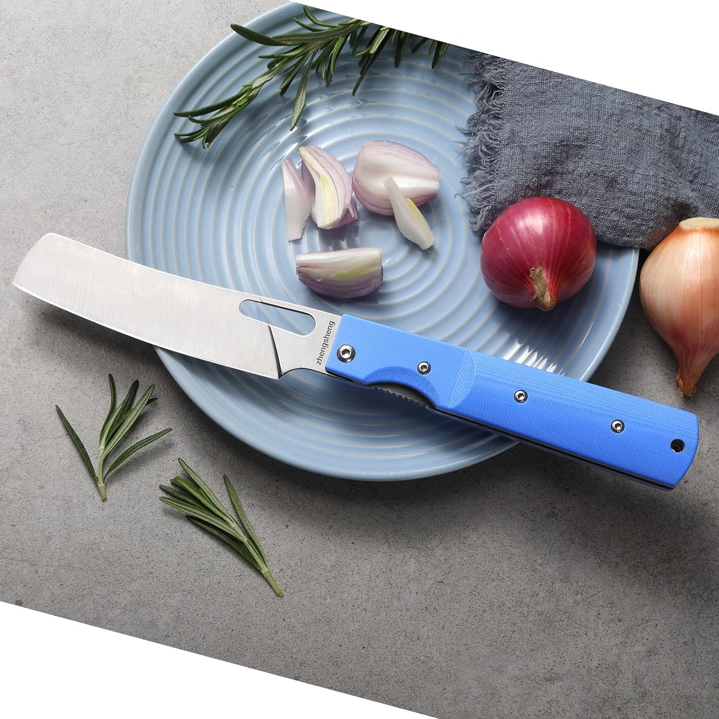 Folding Chef Knife 4.8" Sharp 440A Stainless Steel Blade G10 Handle Pocket Foldable Kitchen Knife Utility Knife for Outdoor Camping Cooking
