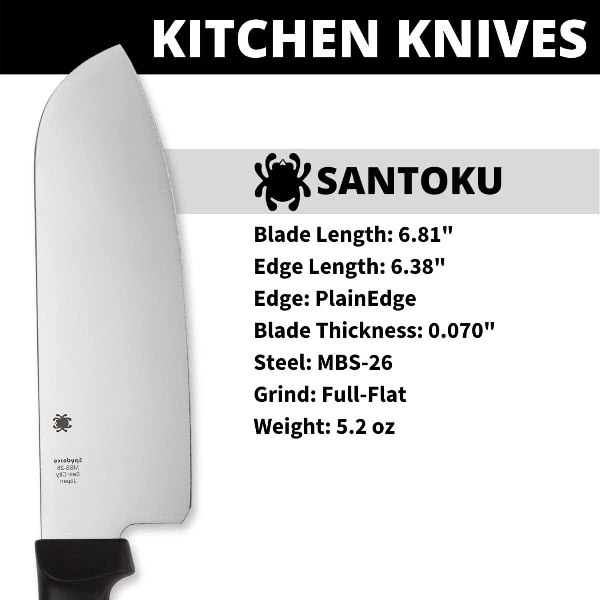 Santoku Japanese Kitchen Knife, PlainEdge