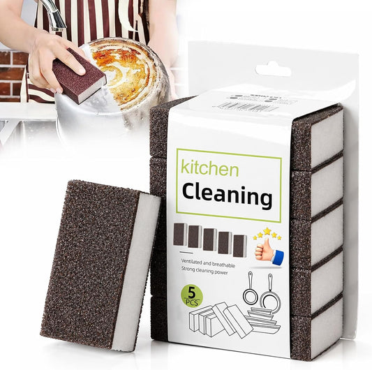 5 Pack Magic Emery Cleaning Sponge, 2026 New Rust Removing Magic Emery Sponge, Multi-Functional Eraser for Kitchen, Bathroom, Sink, Floor & Home Cleaning (5pcs)