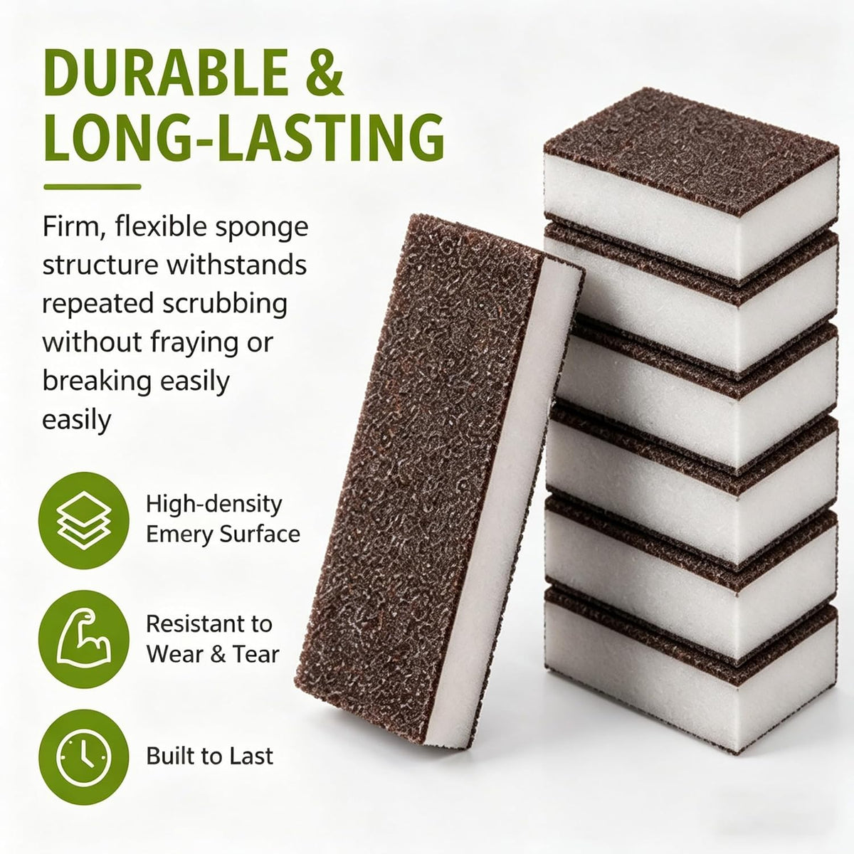 5 Pack Magic Emery Cleaning Sponge, 2026 New Rust Removing Magic Emery Sponge, Multi-Functional Eraser for Kitchen, Bathroom, Sink, Floor & Home Cleaning (5pcs)