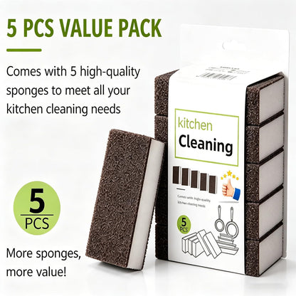 5 Pack Magic Emery Cleaning Sponge, 2026 New Rust Removing Magic Emery Sponge, Multi-Functional Eraser for Kitchen, Bathroom, Sink, Floor & Home Cleaning (5pcs)