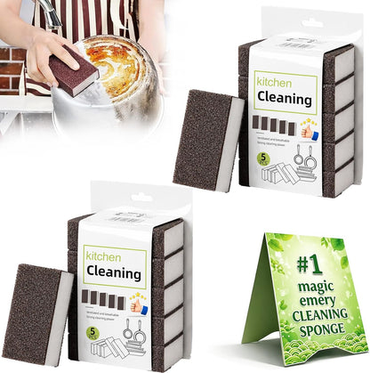 5 Pack Magic Emery Cleaning Sponge, 2026 New Rust Removing Magic Emery Sponge, Multi-Functional Eraser for Kitchen, Bathroom, Sink, Floor & Home Cleaning (5pcs)
