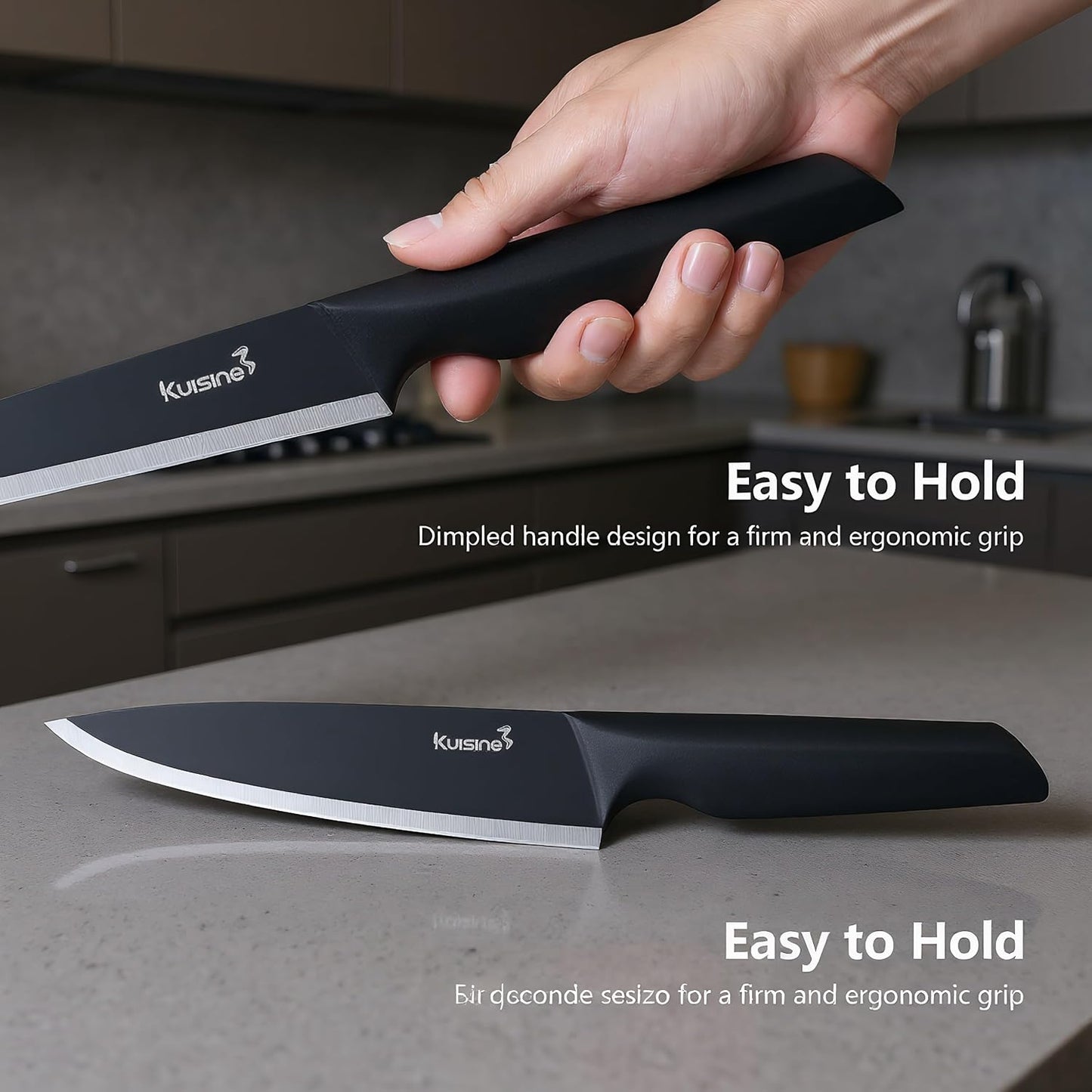 Upgraded Knife Set High Carbon Stainless Steel Super Sharp Blade Ergonomic Rivet Handle,Knife Block Set with Built-in Sharpener(Ivory Acacia Pro,15PCS)