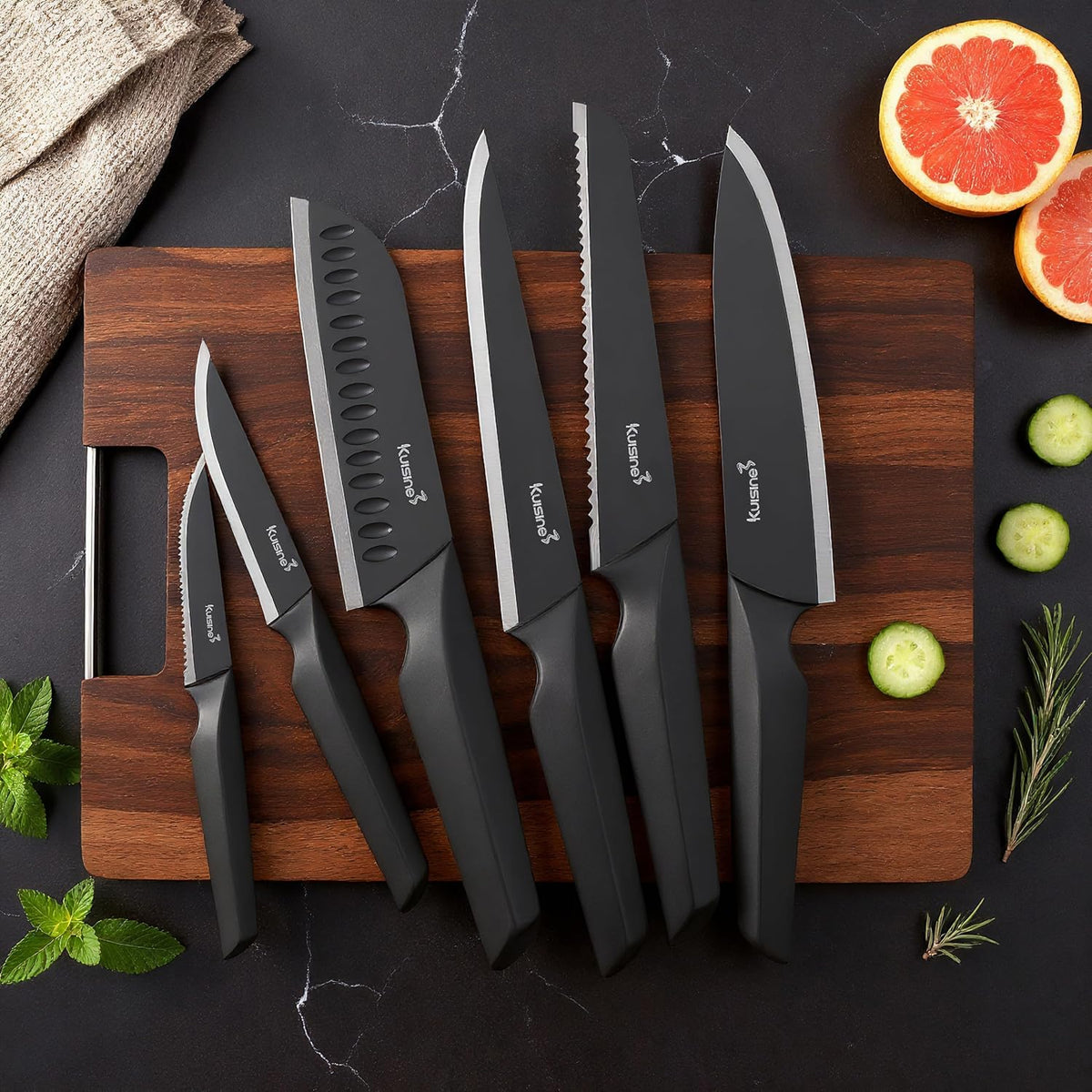 Upgraded Knife Set High Carbon Stainless Steel Super Sharp Blade Ergonomic Rivet Handle,Knife Block Set with Built-in Sharpener(Ivory Acacia Pro,15PCS)