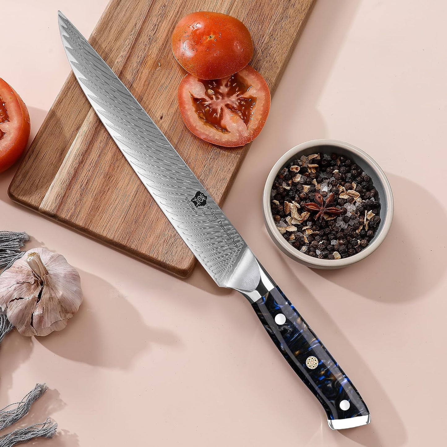 Carving Knives 9 inch, Sushi Knife Ultra Sharp Slicing Knife, for Meat Knives, Japanese Damascus Steel Sashimi Knives with Ergonomic Resin Handle
