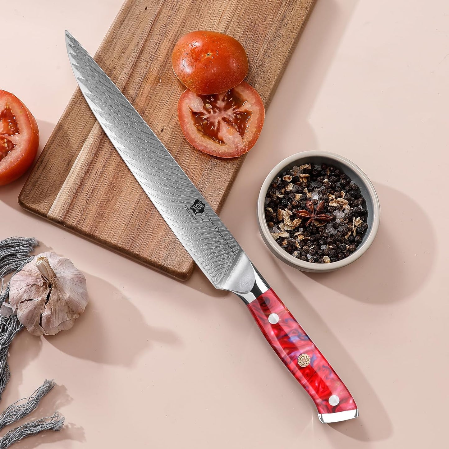 Carving Knives 9 inch, Sushi Knife Ultra Sharp Slicing Knife, for Meat Knives, Japanese Damascus Steel Sashimi Knives with Ergonomic Resin Handle