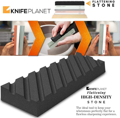 Premium Knife Sharpening Stone Set – 400/1000 and 3000/8000-Grit Professional, Safe Knife Sharpener Set – Whetstone Set Includes Flattening Stone, Bamboo Base, and 2 Nonslip Rubber Bases Tan