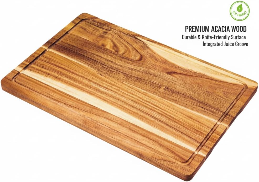 Wood Cutting Boards with Juice Groove (15" x 10"), Wooden Cutting Board for Kitchen, Charcuterie Board, Wooden Cutting Board for Meat, Cheese, Fruit, and Vegetables
