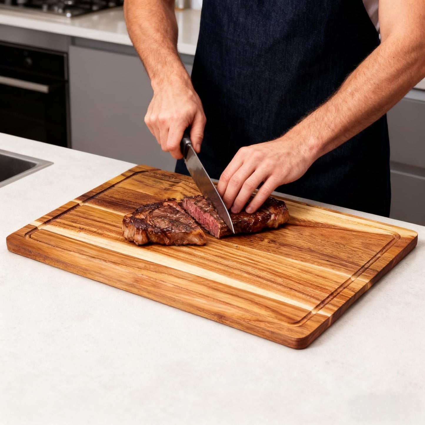 Wood Cutting Boards with Juice Groove (15" x 10"), Wooden Cutting Board for Kitchen, Charcuterie Board, Wooden Cutting Board for Meat, Cheese, Fruit, and Vegetables
