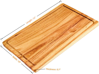 Wood Cutting Boards with Juice Groove (15" x 10"), Wooden Cutting Board for Kitchen, Charcuterie Board, Wooden Cutting Board for Meat, Cheese, Fruit, and Vegetables