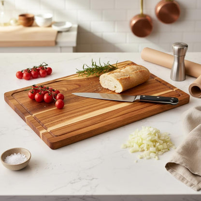 Wood Cutting Boards with Juice Groove (15" x 10"), Wooden Cutting Board for Kitchen, Charcuterie Board, Wooden Cutting Board for Meat, Cheese, Fruit, and Vegetables