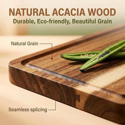 Wood Cutting Boards with Juice Groove (15" x 10"), Wooden Cutting Board for Kitchen, Charcuterie Board, Wooden Cutting Board for Meat, Cheese, Fruit, and Vegetables