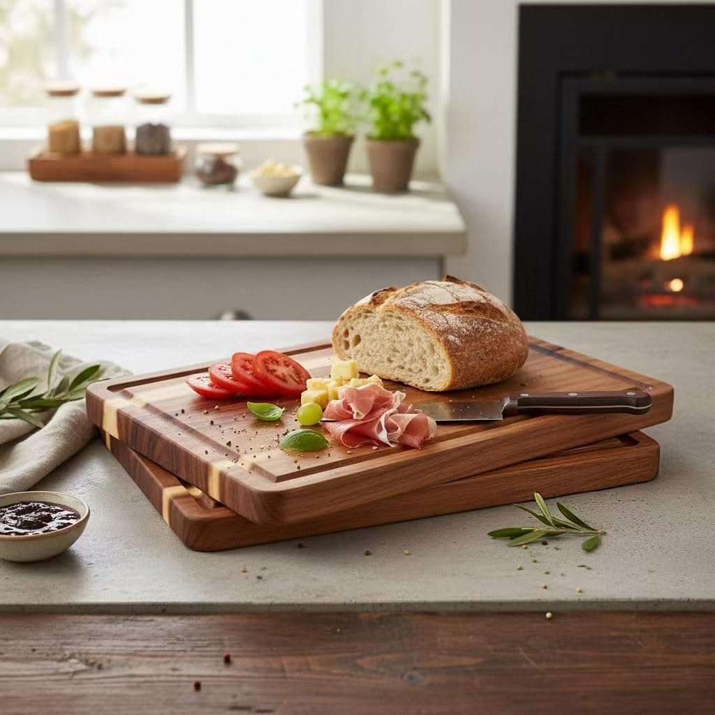 Wood Cutting Boards with Juice Groove (15" x 10"), Wooden Cutting Board for Kitchen, Charcuterie Board, Wooden Cutting Board for Meat, Cheese, Fruit, and Vegetables
