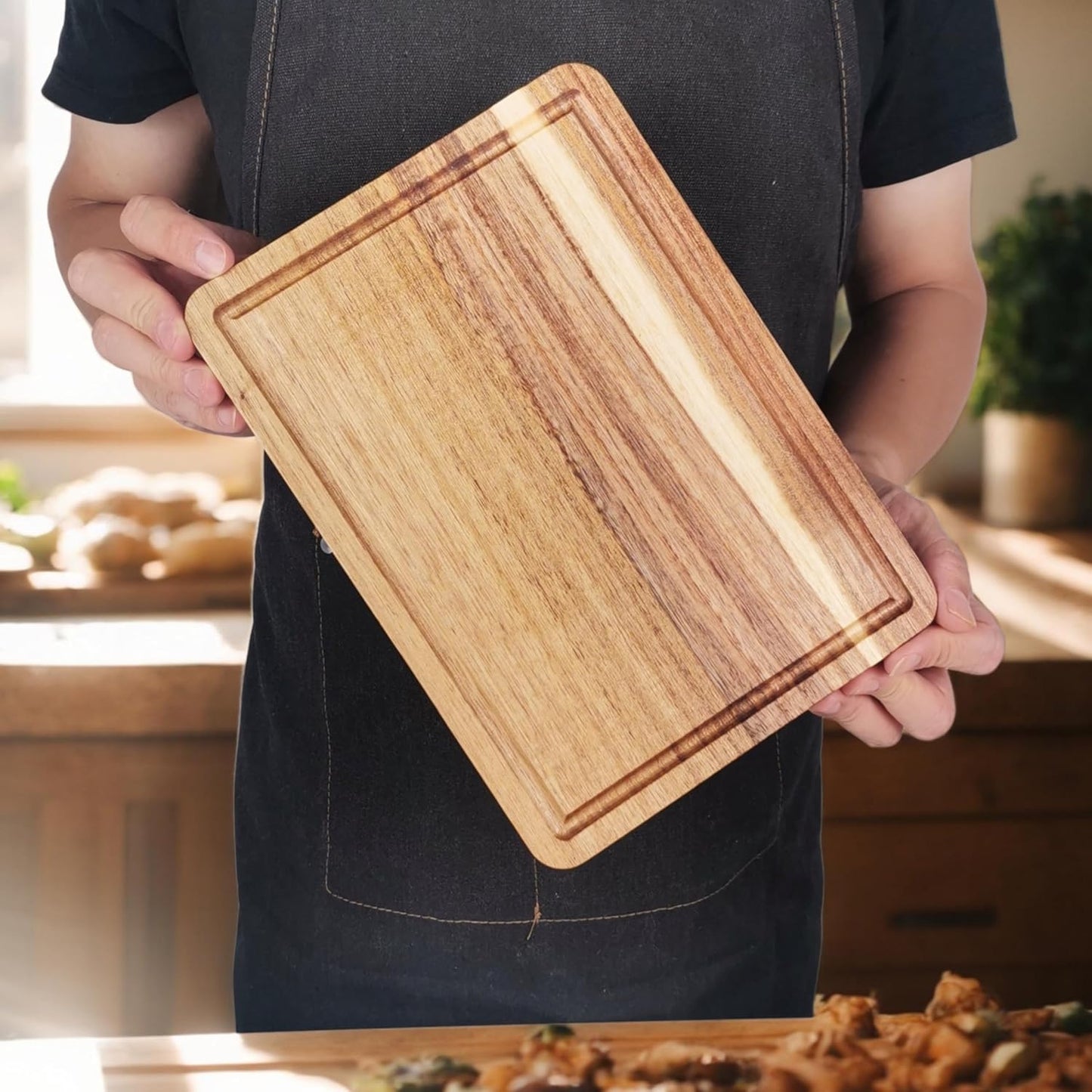 Wood Cutting Boards with Juice Groove (15" x 10"), Wooden Cutting Board for Kitchen, Charcuterie Board, Wooden Cutting Board for Meat, Cheese, Fruit, and Vegetables