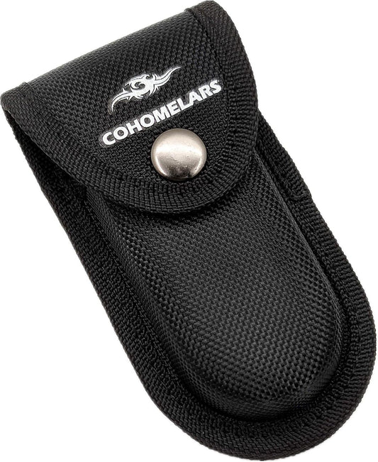 Multitool Belt Sheath for Leatherman, Gerber - Nylon Knife Pouch for Folding Knife - Snap Closure Knife Holder with Horizontally or Vertically Carry Belt Loop