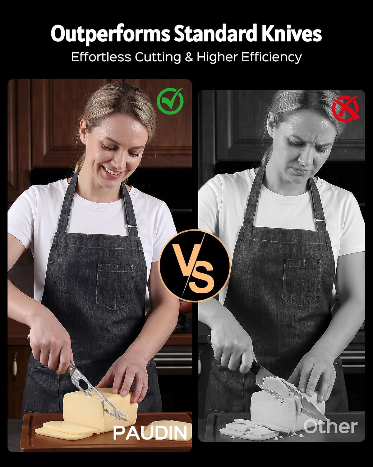 Cheese Knife, 5” Serrated Knife for Block Cheese,Sharp Tomato Knives | Non Stick Blade, High Carbon Steel Ultra Sharp Small Kitchen Knife, Ergonomic Pakkawood Handle