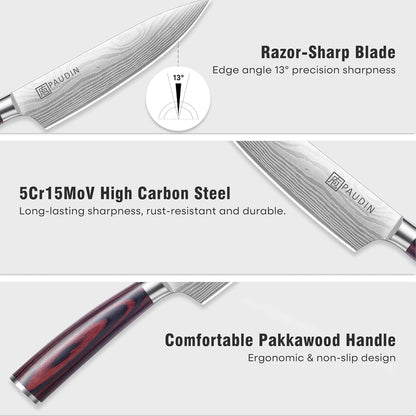 Cheese Knife, 5” Serrated Knife for Block Cheese,Sharp Tomato Knives | Non Stick Blade, High Carbon Steel Ultra Sharp Small Kitchen Knife, Ergonomic Pakkawood Handle