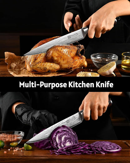 Cheese Knife, 5” Serrated Knife for Block Cheese,Sharp Tomato Knives | Non Stick Blade, High Carbon Steel Ultra Sharp Small Kitchen Knife, Ergonomic Pakkawood Handle