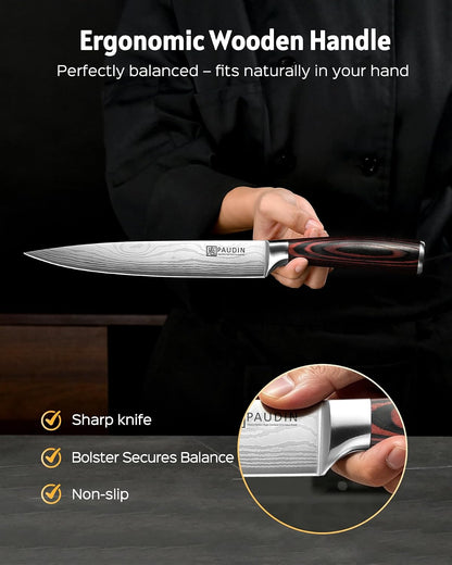 Cheese Knife, 5” Serrated Knife for Block Cheese,Sharp Tomato Knives | Non Stick Blade, High Carbon Steel Ultra Sharp Small Kitchen Knife, Ergonomic Pakkawood Handle