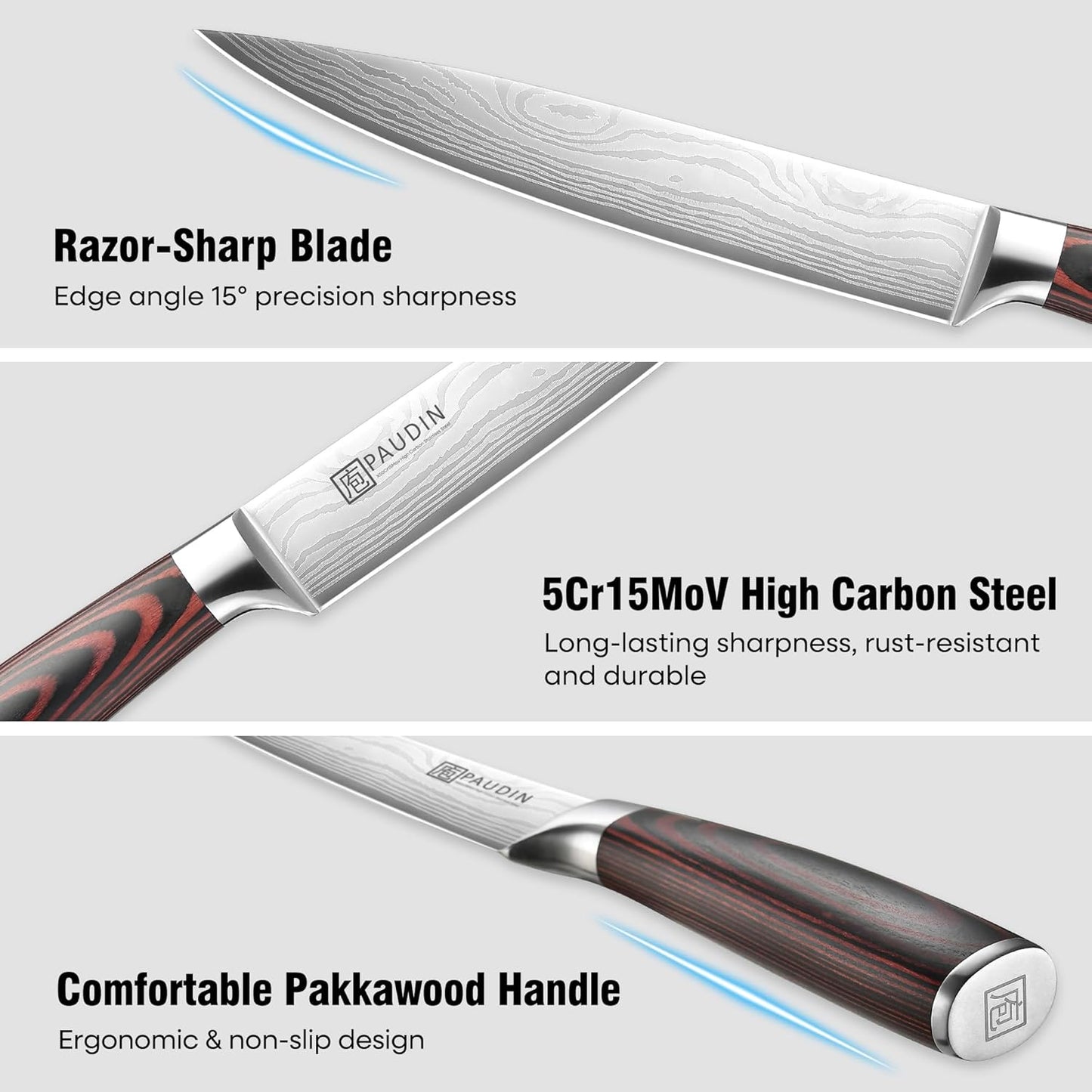 Cheese Knife, 5” Serrated Knife for Block Cheese,Sharp Tomato Knives | Non Stick Blade, High Carbon Steel Ultra Sharp Small Kitchen Knife, Ergonomic Pakkawood Handle