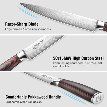 Cheese Knife, 5” Serrated Knife for Block Cheese,Sharp Tomato Knives | Non Stick Blade, High Carbon Steel Ultra Sharp Small Kitchen Knife, Ergonomic Pakkawood Handle