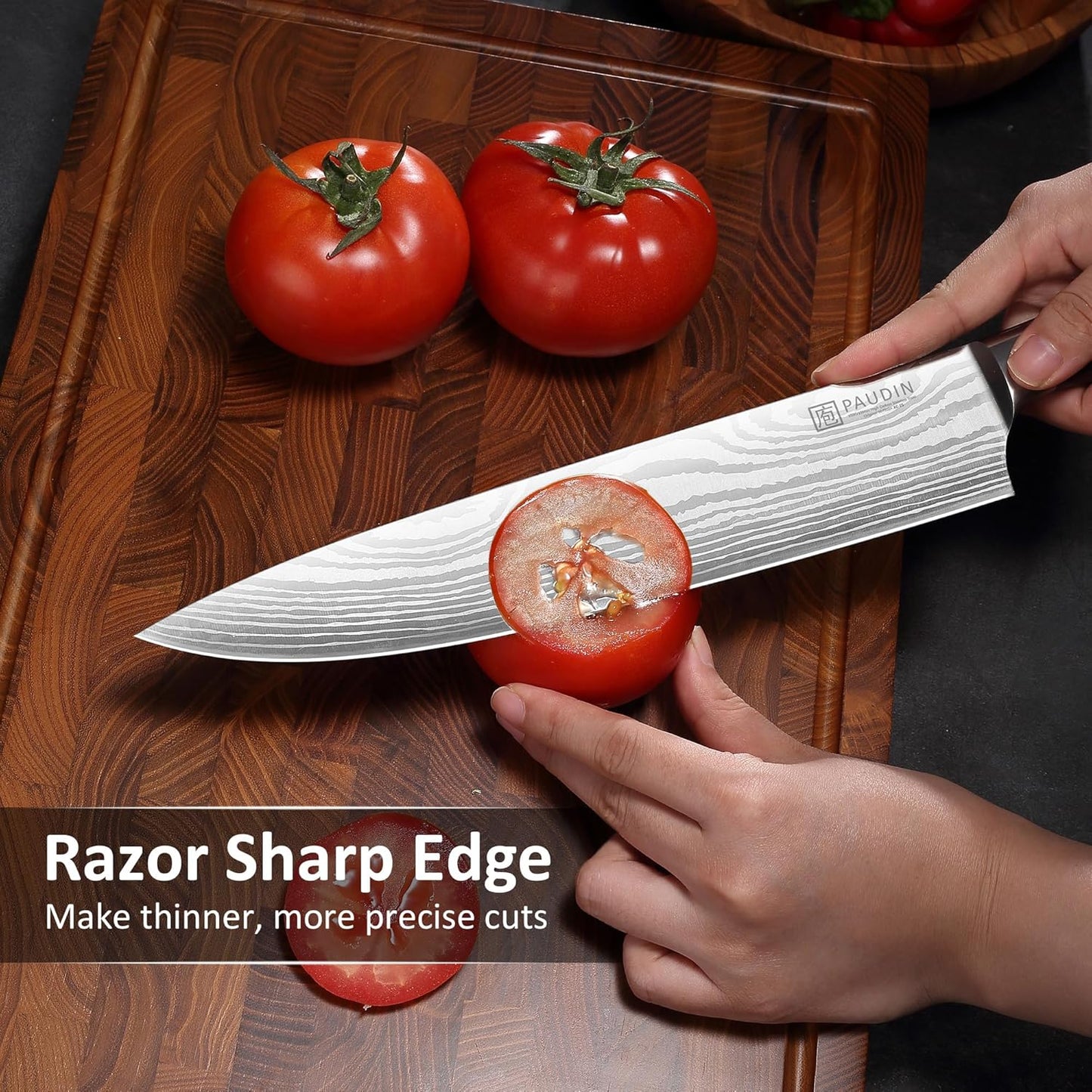 Cheese Knife, 5” Serrated Knife for Block Cheese,Sharp Tomato Knives | Non Stick Blade, High Carbon Steel Ultra Sharp Small Kitchen Knife, Ergonomic Pakkawood Handle