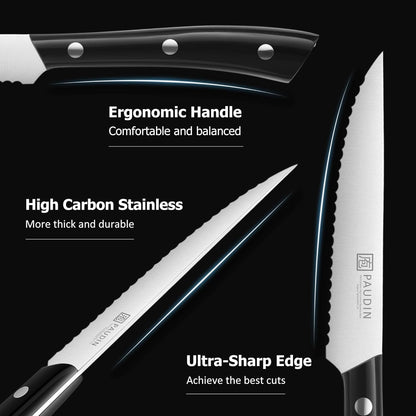 Cheese Knife, 5” Serrated Knife for Block Cheese,Sharp Tomato Knives | Non Stick Blade, High Carbon Steel Ultra Sharp Small Kitchen Knife, Ergonomic Pakkawood Handle