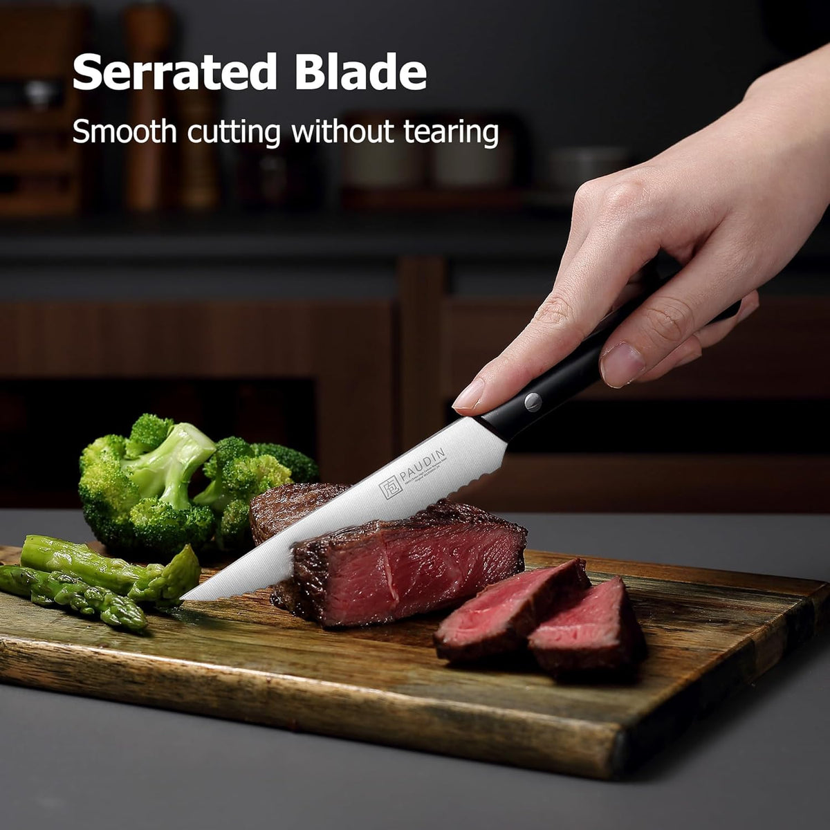 Cheese Knife, 5” Serrated Knife for Block Cheese,Sharp Tomato Knives | Non Stick Blade, High Carbon Steel Ultra Sharp Small Kitchen Knife, Ergonomic Pakkawood Handle