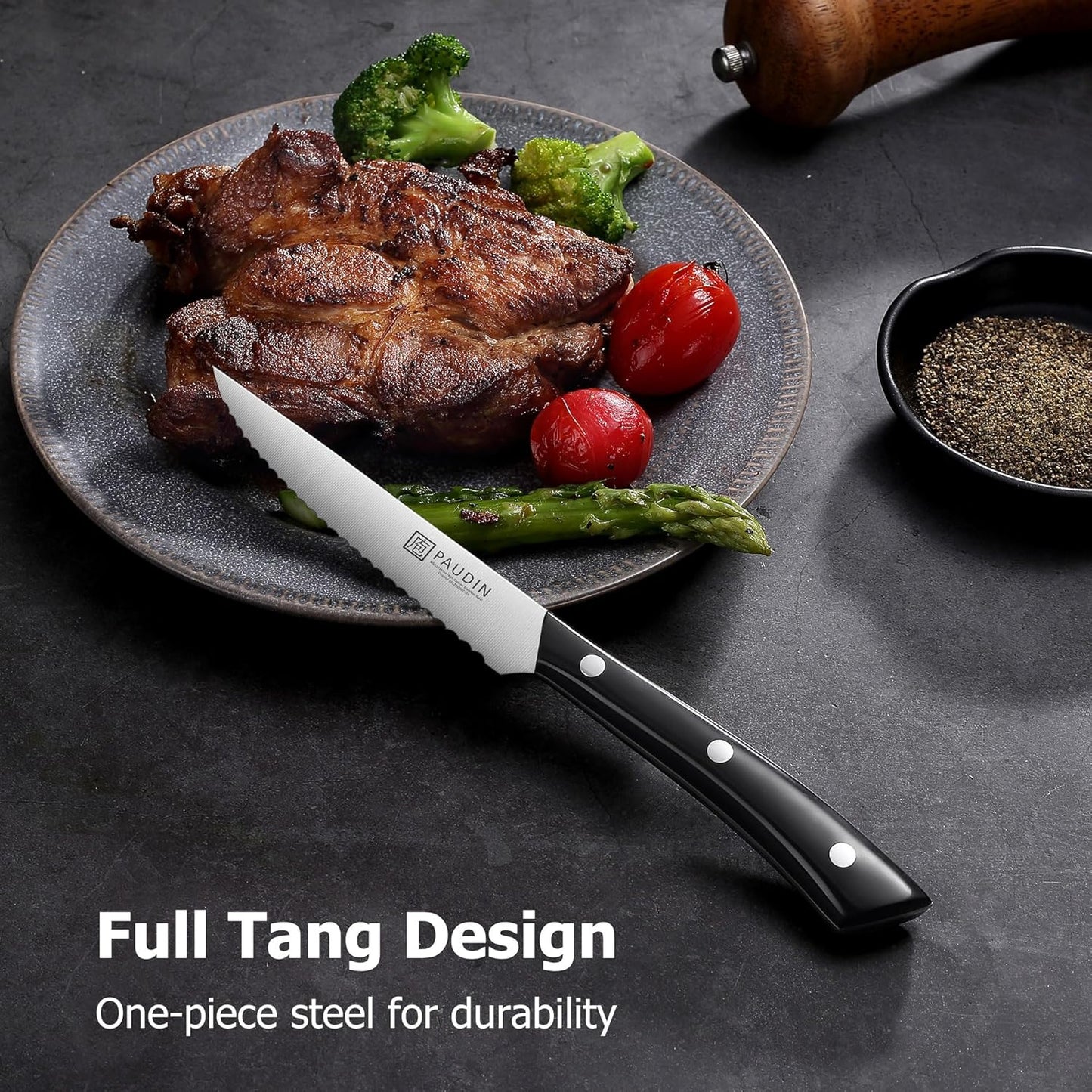 Cheese Knife, 5” Serrated Knife for Block Cheese,Sharp Tomato Knives | Non Stick Blade, High Carbon Steel Ultra Sharp Small Kitchen Knife, Ergonomic Pakkawood Handle